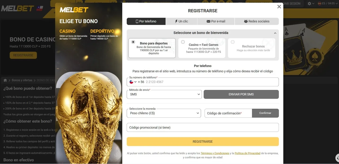 Registro en Melbet casino